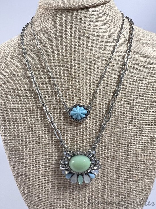Chloe + Isabel Jewelry - Chloe + Isabel Double Strand Pastel Blue & Mint Stone Silver Statement Necklace
